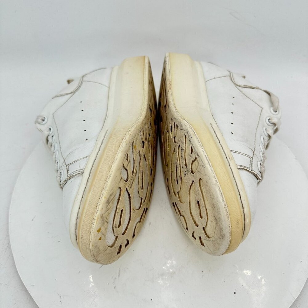 Alexander McQueen Women Size 7 White Leather Lace Up Platform Casual Shoes - Picture 7 of 13